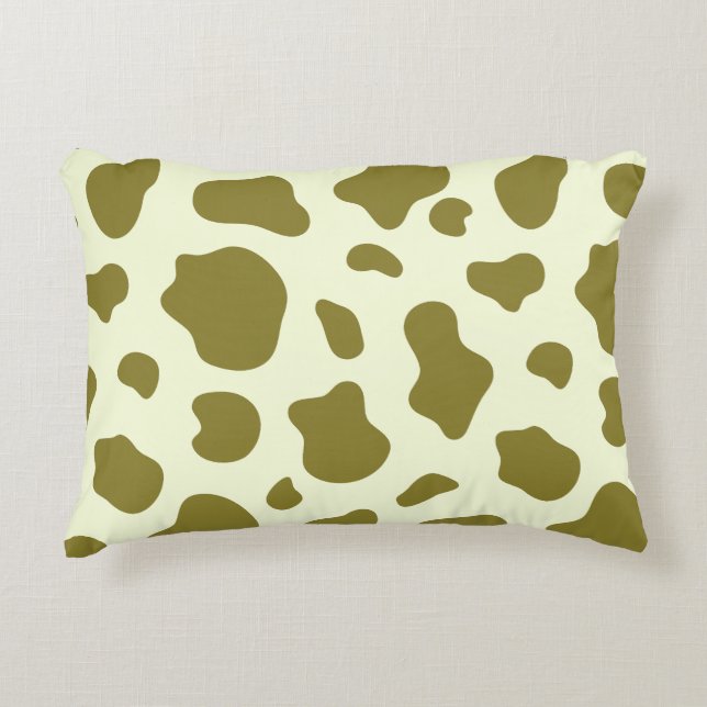 Cojín Decorativo Modern Olive Green Cow Print (Anverso)