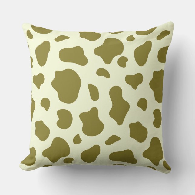 Cojín Decorativo Modern Olive Green Cow Print (Anverso)