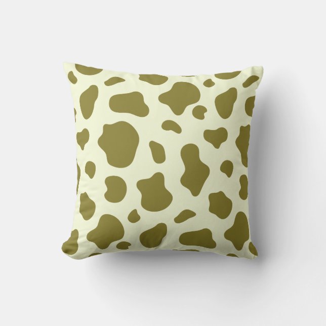 Cojín Decorativo Modern Olive Green Cow Print (Anverso)