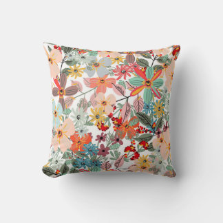 Cojín Decorativo Modern Pastel Spring Floral Garden Pattern Pillow
