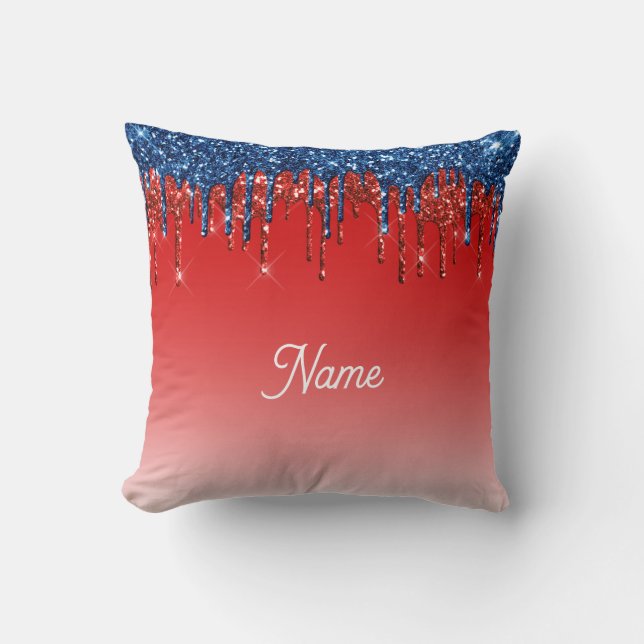 Cojín Decorativo Modern Patriotic Glitter Drip  (Anverso)