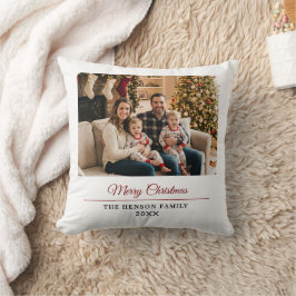 Cojín Decorativo Modern Personalized Family Photo Merry Christmas 