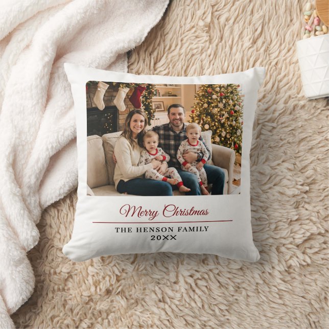 Cojín Decorativo Modern Personalized Family Photo Merry Christmas  (Manta)