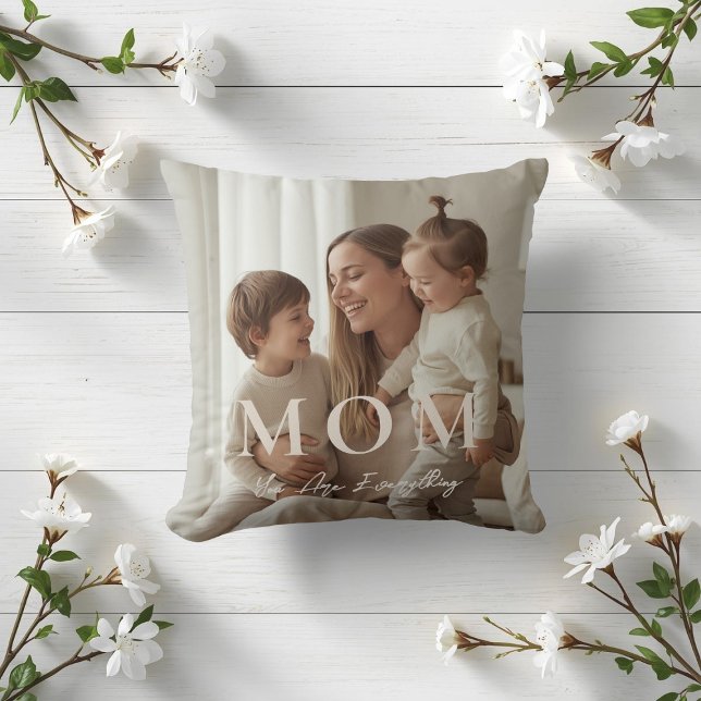 Cojín Decorativo Modern Personalized Photo MOM Throw Pillow (Subido por el creador)