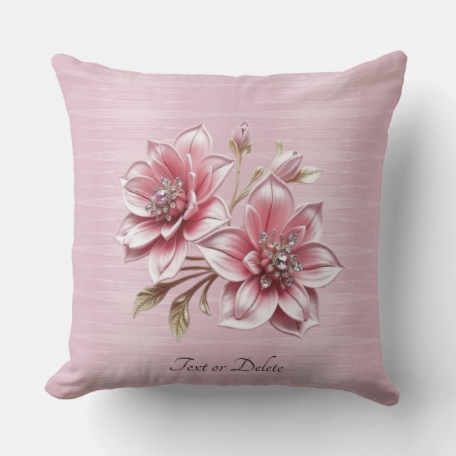 Cojín Decorativo Modern Pink Flowers Throw Pillow (Anverso)