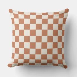Cojín Decorativo Modern Rust Orange & Cream Gingham