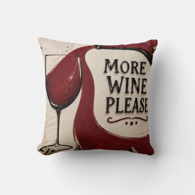 Cojín Decorativo Modern Rustic Wine Lover More Wine Please (Anverso)