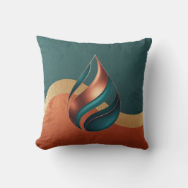 Cojín Decorativo Modern Teardrop Wave Teal Copper Gold