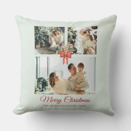 Cojín Decorativo Modern Three-Photo Holiday Family Collage