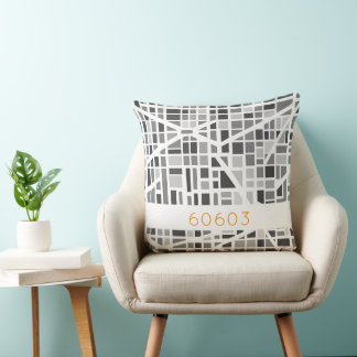 Cojín Decorativo Modern Urban Map Grey White Architectural Zip Code