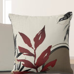 Cojín Decorativo Modern Watercolor<br><div class="desc">Modern throw pillow features an artistic abstract watercolor design in a cream and burgundy color palette with black, gold and neutral accents. A stylish modern design features watercolor leaves and a geometric circle composition with an inquisitive hummingbird in the upper right hand corner. Inspired by nature, this modern abstract composition...</div>