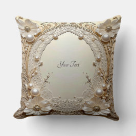 Cojín Decorativo Modern White Flowers Pearls Throw Pillow