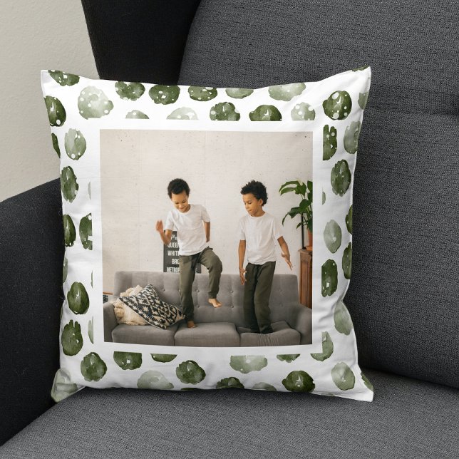Cojín Decorativo Modern Winter Green Dots | Photo (Subido por el creador)