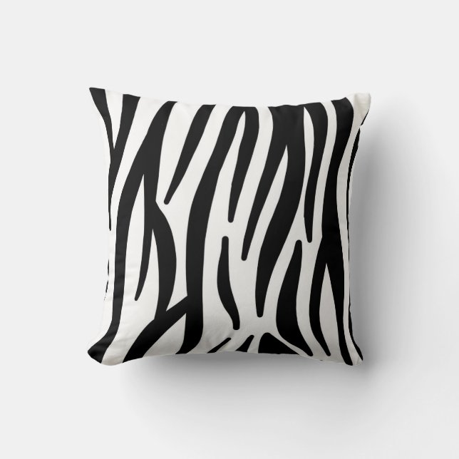Cojín Decorativo Modern Zebra Print Cotton Throw Pillow - Natural F (Anverso)