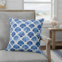 Moderna acuarela azul Seashels Decoración costera