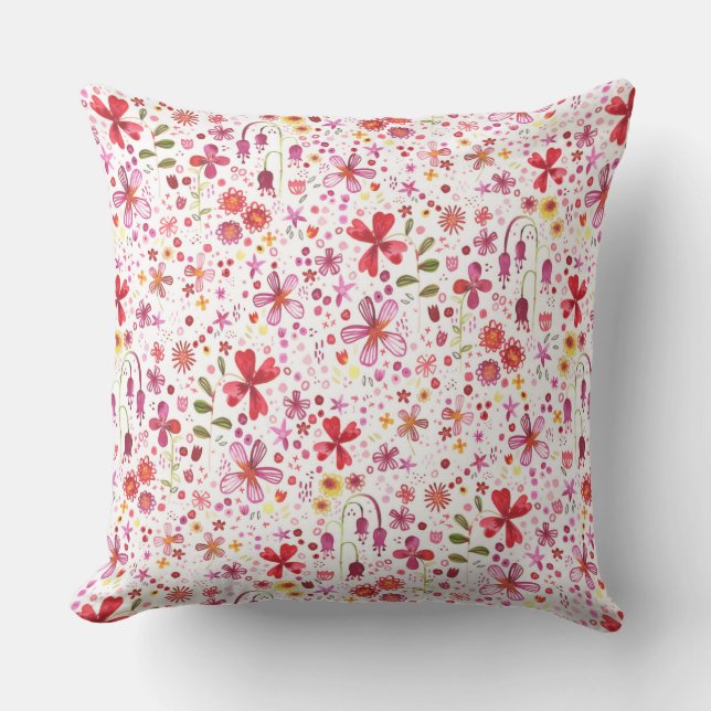 Cojín Decorativo Moderna acuarela Boho Wild Flower (Anverso)