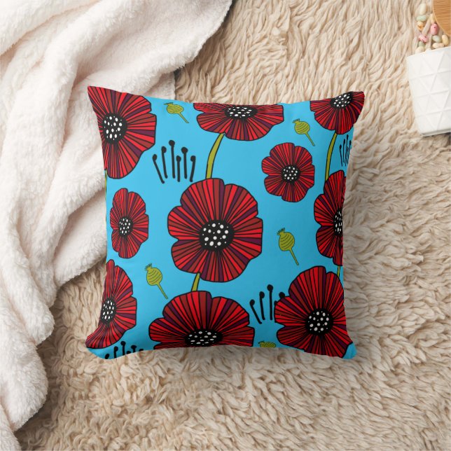 Cojín Decorativo Moderna amapola roja negrita (Manta)
