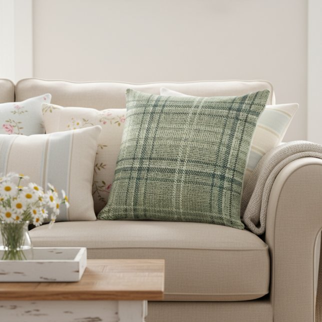 Cojín Decorativo Moderna Burlap Rústica Plaid Green (Subido por el creador)