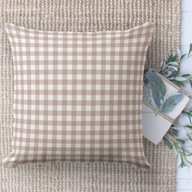 Cojín Decorativo Moderna casa de campo Tan & White Gingham Couch (throw pillow farmhouse pillows country tan and white gingham plaid throw pillow )