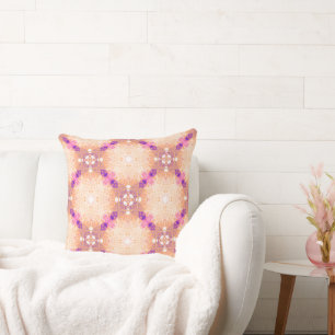 Cojín Decorativo Moderna Colorida Peach Ecléctica y Purple Pattern