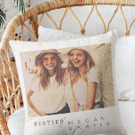Cojín Decorativo Moderna foto de los mejores amigos Minimalistas BF<br><div class="desc">El diseño se compone de tipografía divertida y lúdica con fuentes sans serif y serif. Añadir una foto personalizado.</div>
