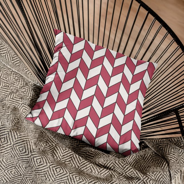 Cojín Decorativo Moderna Geométrica Viva Magenta Herringbone Chevro (Subido por el creador)