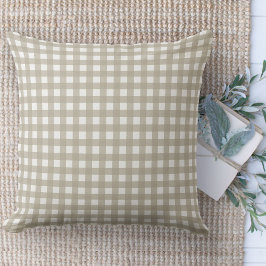Cojín Decorativo Moderna Granja Beige Y White Gingham Plaid