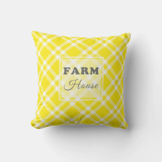 Cojín Decorativo Moderna granja Yellow Gingham