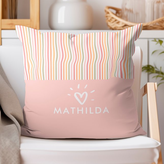 Cojín Decorativo Moderna habitación infantil a rayas (striped throw pillow with name)