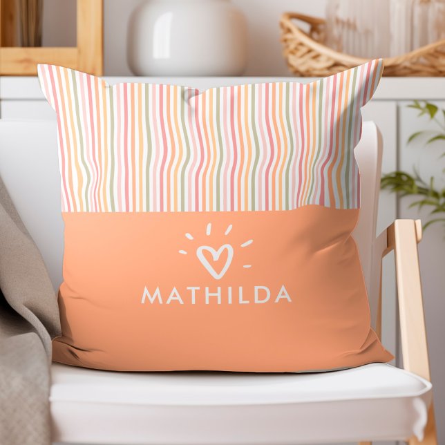 Cojín Decorativo Moderna habitación infantil a rayas (striped throw pillow with name)