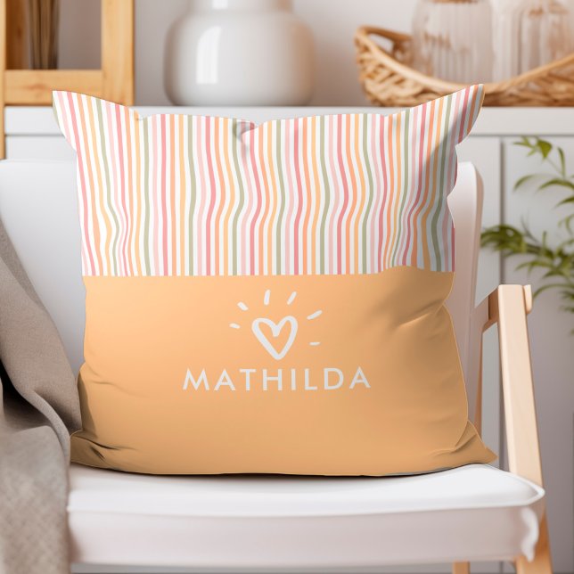 Cojín Decorativo Moderna habitación infantil a rayas (striped throw pillow with name)