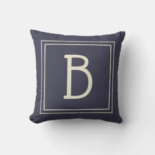 Cojín Decorativo Moderna Inicial Monogramada Personalizada Chic Azu