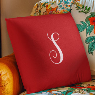 Cojín Decorativo Moderna Moda roja y elegante monograma Personaliza