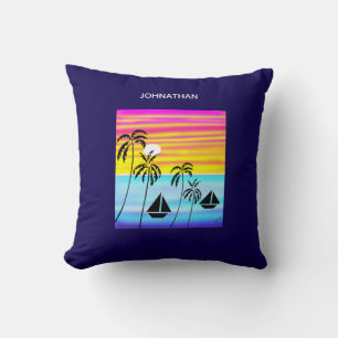 Cojín Decorativo Moderna navegación tropical por atardecer