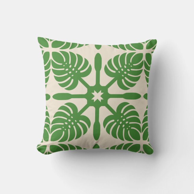 Cojín Decorativo MODERNA PIEZA HAWAIANA - Monstera (Anverso)