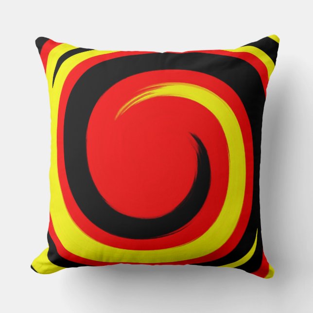Cojín Decorativo Moderna Red Black Yellow Swirl Resumen arte (Anverso)