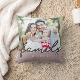 Cojín Decorativo Moderna secuencia de comandos de fotos familiares 