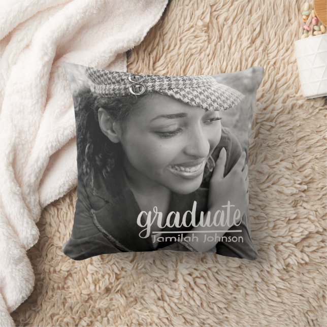 Cojín Decorativo Moderna tipografía Foto Graduación Keepsake (Manta)
