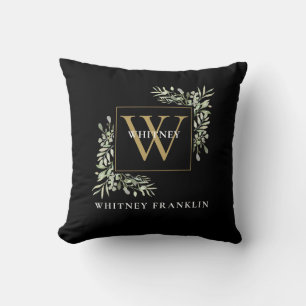 Cojín Decorativo Moderna vegetación Foliage Black Gold Monograma