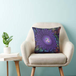 Cojín Decorativo Moderna y colorida moda Resumen Flor Fractal