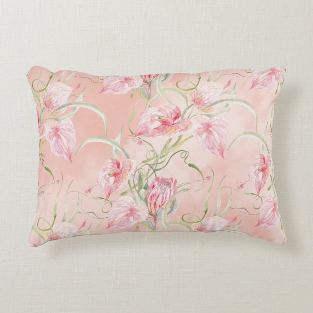 Cojín Decorativo Moderna Y Elegante Paz Rosa En Seda De Peach (Anverso)
