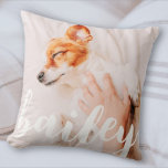 Cojín Decorativo Moderna y lúdica foto de Mascota de Moda simple y<br><div class="desc">Este diseño sencillo y clásico está compuesto por tipografía de la síspera y añada una foto personalizado de su mascota.</div>