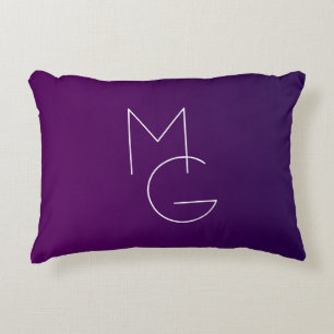 Cojín Decorativo Modernas 2 Iniciales   Ombre Sutil Deep Purple