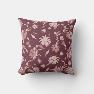 Cojín Decorativo Modernas y elegantes flores castaño rojo