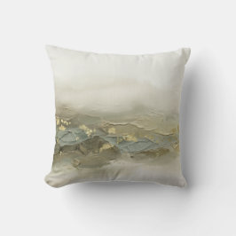 Cojín Decorativo Moderno 3D Impasto Verde Salvia Oliva Dorado