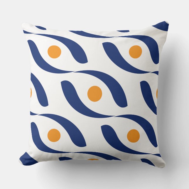 Cojín Decorativo Moderno Abstract Navy Blue, Naranja y White Couch (Anverso)