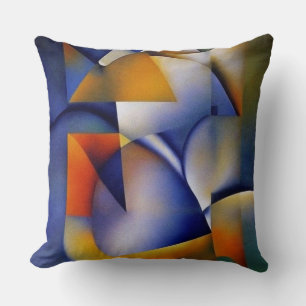 Cojín Decorativo Moderno abstracto acuarela azul amarillo rosa