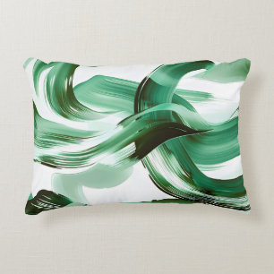 Cojín Decorativo Moderno abstracto de pinceladas verdes minimalista