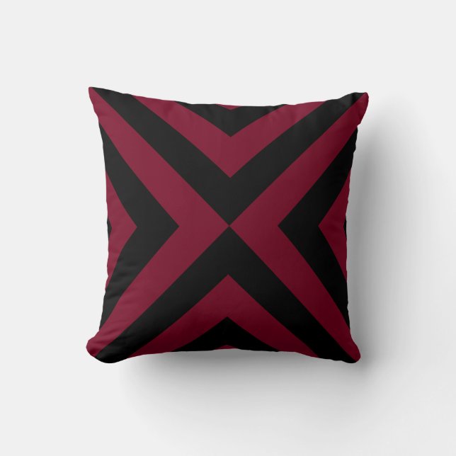 Cojín Decorativo Moderno Abstracto Negro y Burdeos (Anverso)
