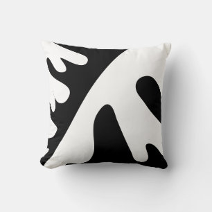 Cojín Decorativo Moderno abstracto orgánico en blanco y negro ondul